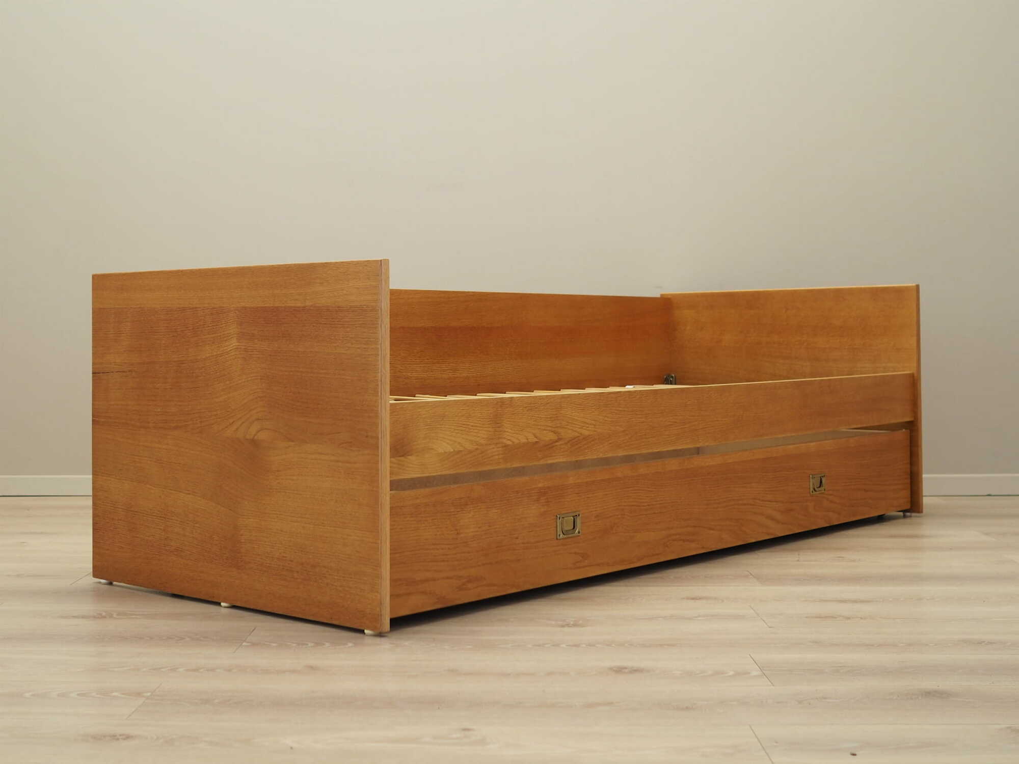 Vintage Bett Holz Braun 1970er Jahre 5