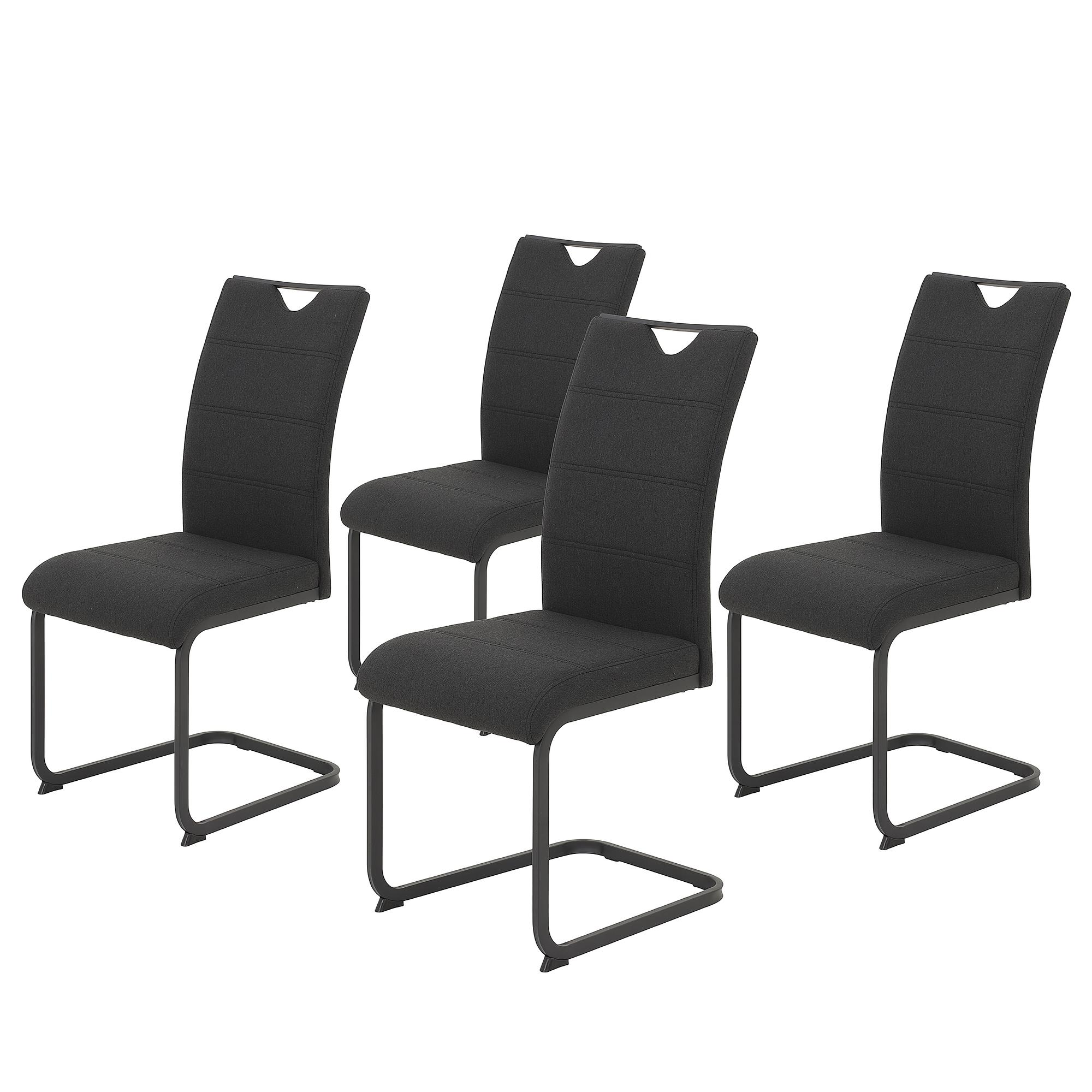 Kireyi Dining Chair Set of 4 Black Woven Fabric Steel 0