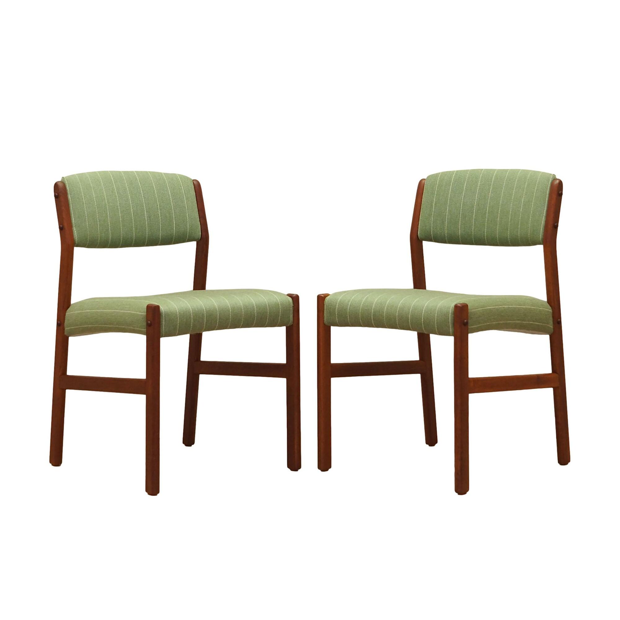 2x Vintage Stuhl Teakholz Textil Grün 1970er Jahre 0