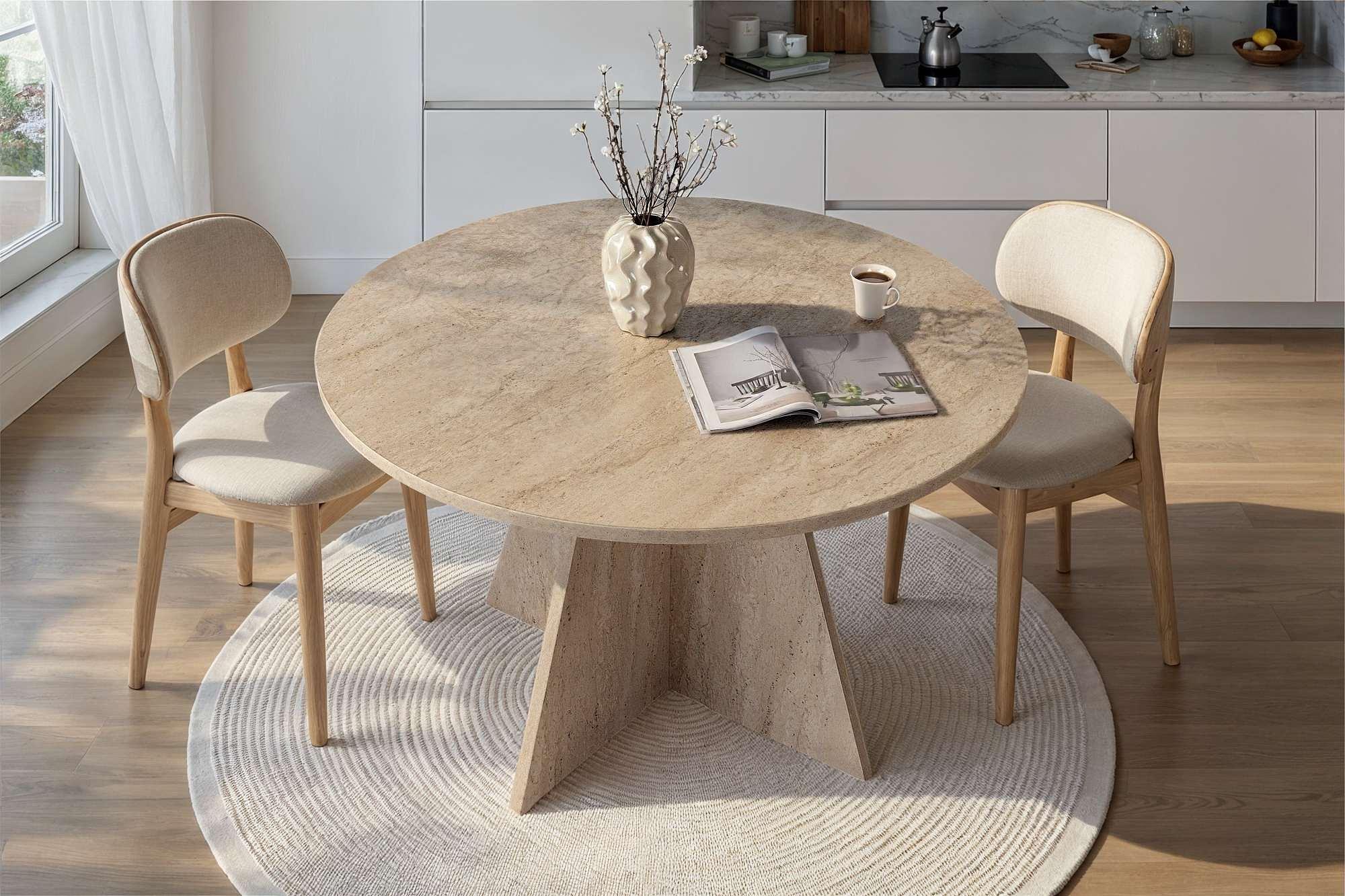 Virella Dining table Travertine Ø120 cm 2