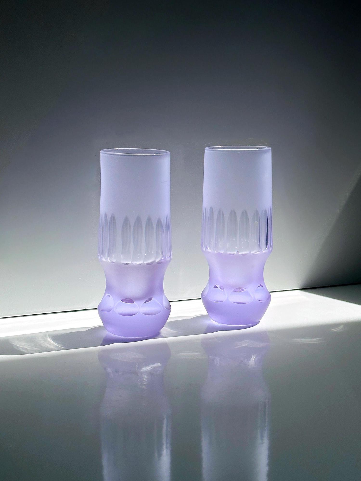 6x Vintage Drinking Glasses Crystal 1970s 0