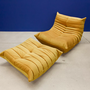 Togo armchair and ottoman set 2-pc. Velvet mustard yellow 1