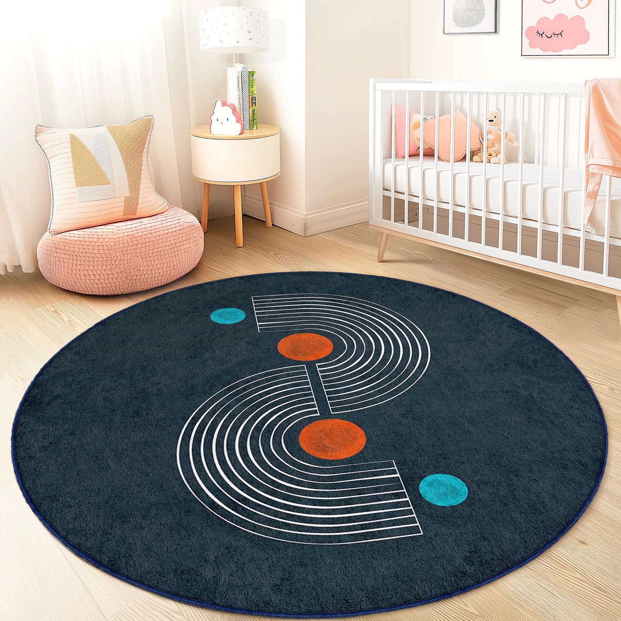 Circular pattern Children's rug Multicolored Ø180cm 1
