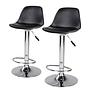 2x Gambetta Bar Stool Faux Leather Chrome Black 0