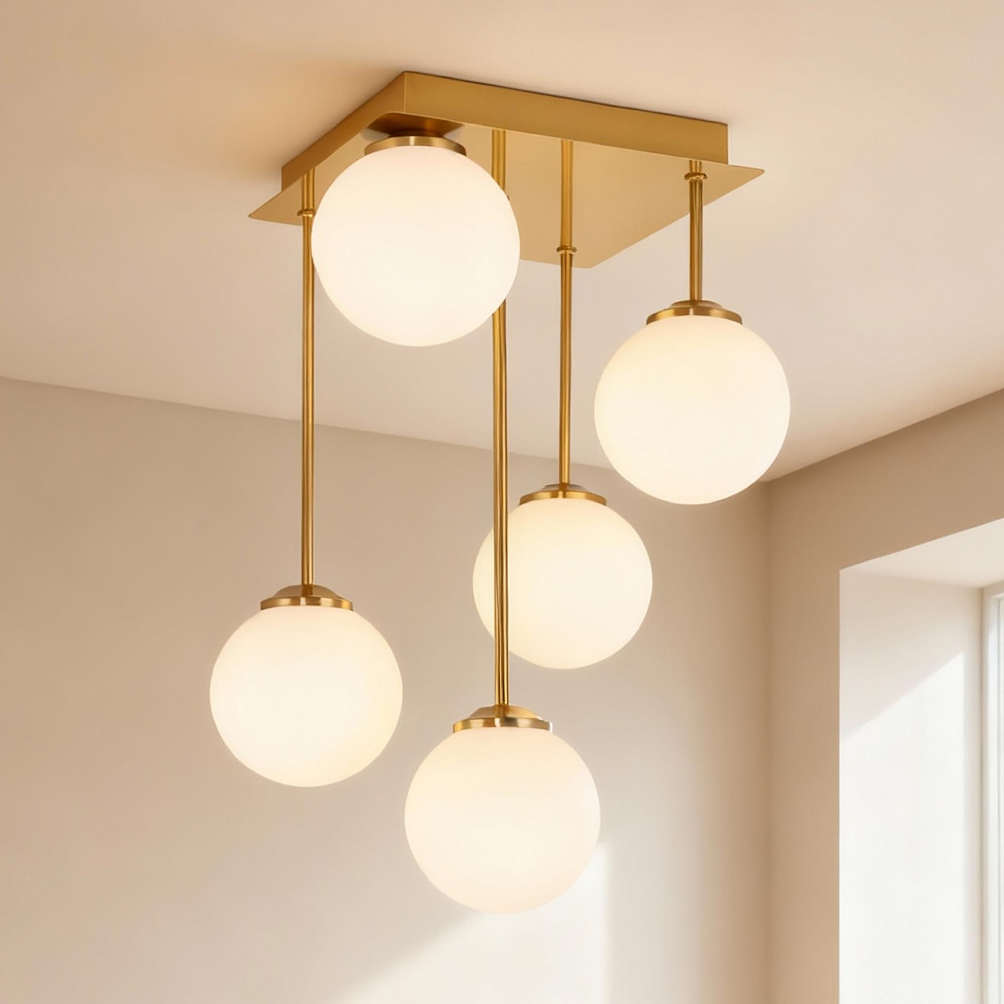 Bosken Deckenleuchte 5-flammig Gusseisen Milchglas 0