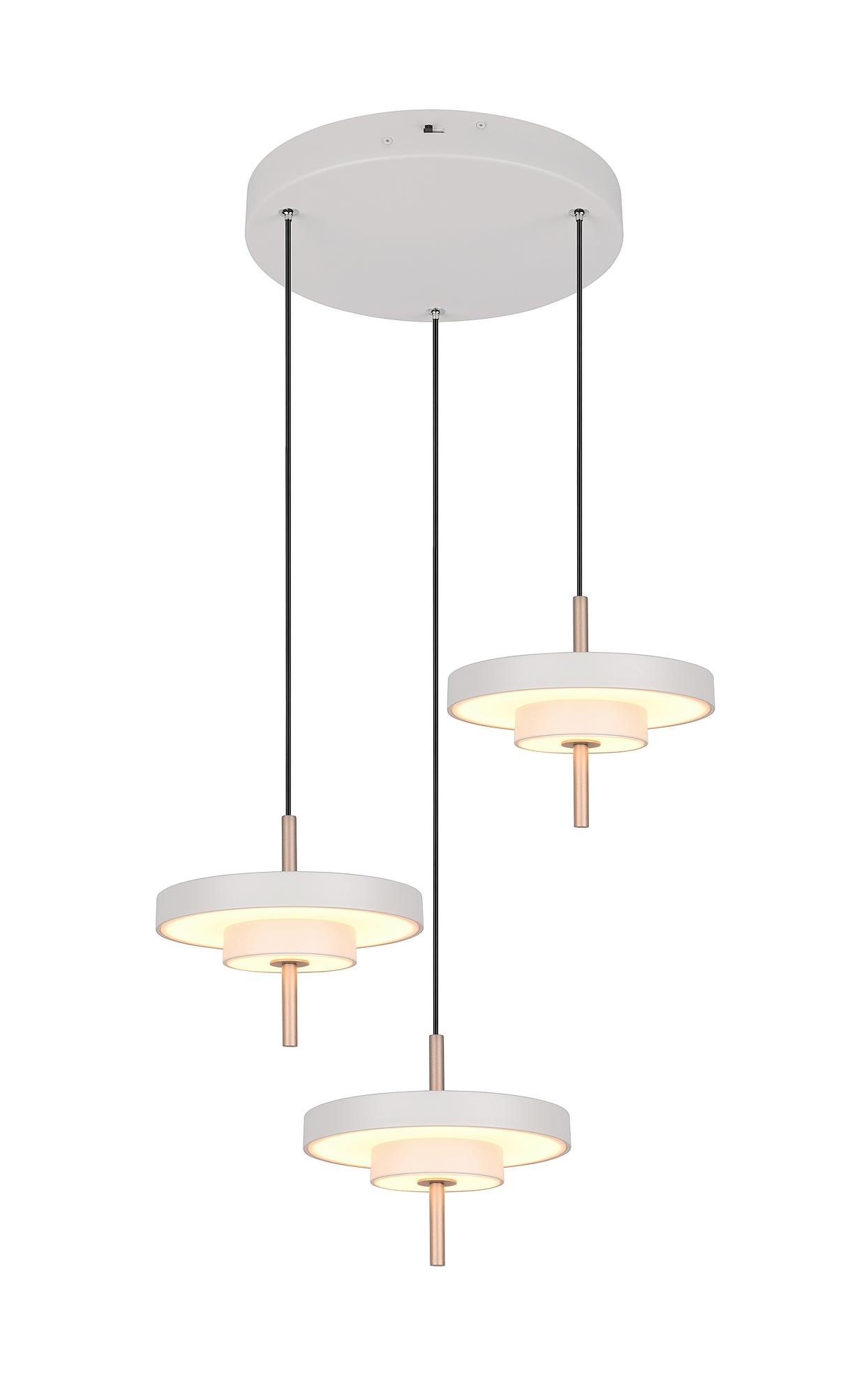 Keaton 3-Flammige LED-Pendelleuchte Rund Polycarbonat Grau 2