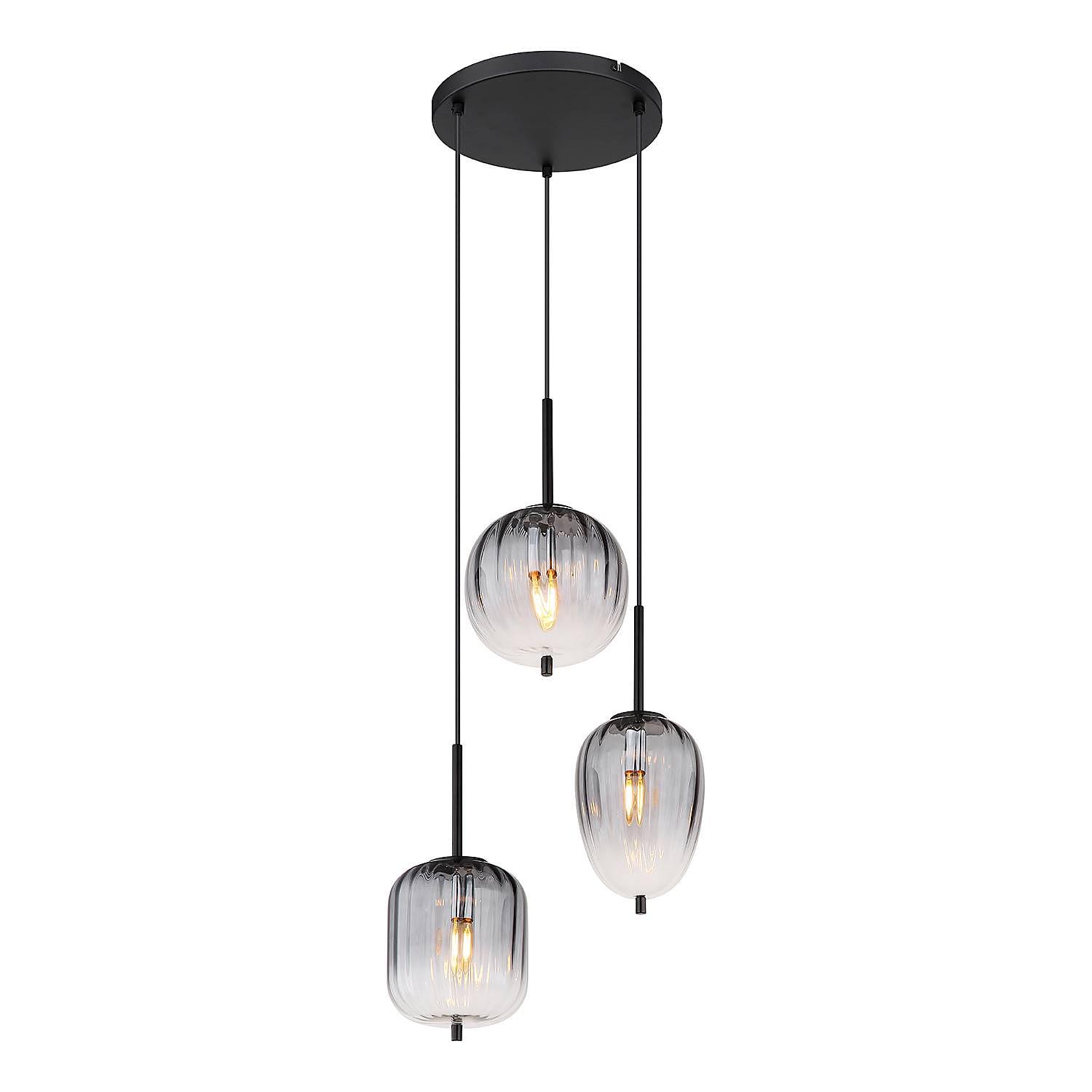 Pendant light Attila 3-light colored glass iron 4