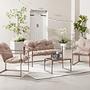 Garden Lounge Set Savva Set of 4 Woven Fabric Beige 2