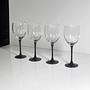 4x Vintage Wine Glass Black 80s 2