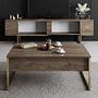 Luxe Wohnzimmermöbel-Set Holzfurnier Gold 3