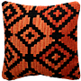 Kilim Kissenbezug Wolle Orange Schwarz 0