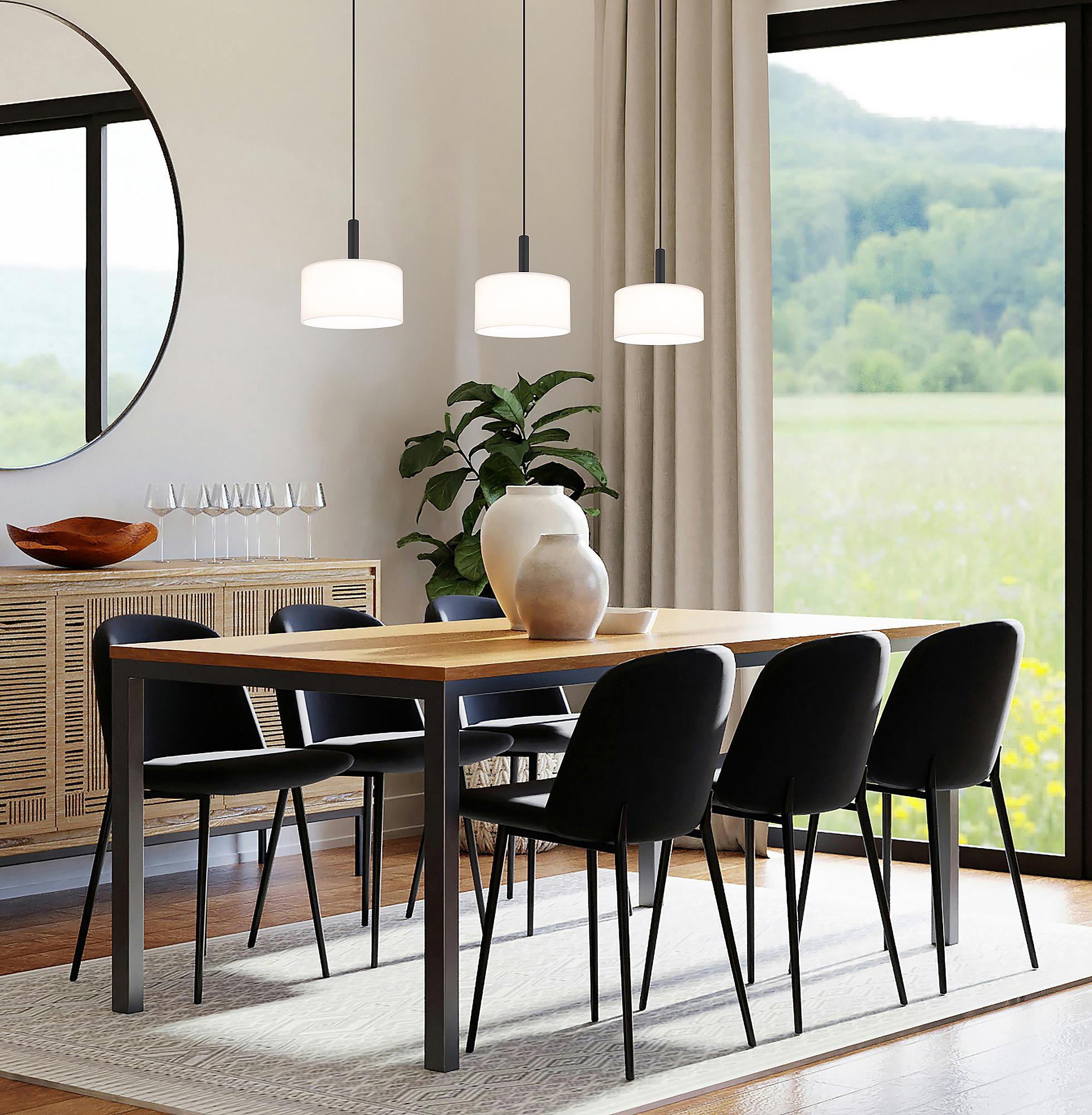 Trenton LED pendant light opal glass black 2