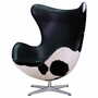 Egg Sessel Leder Arne Jacobsen Weiß Schwarz  0