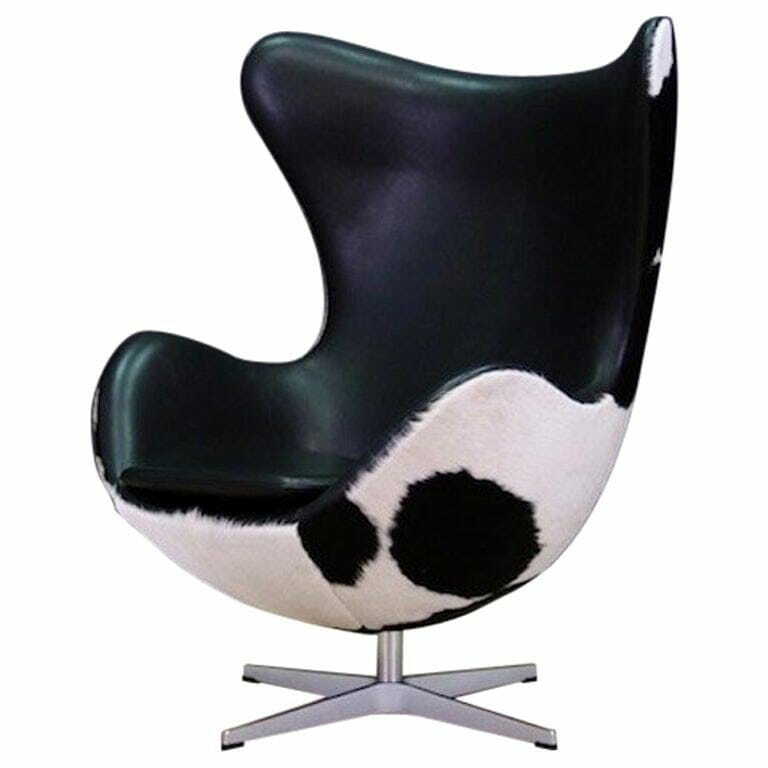 Egg Sessel Leder Arne Jacobsen Weiß Schwarz  0