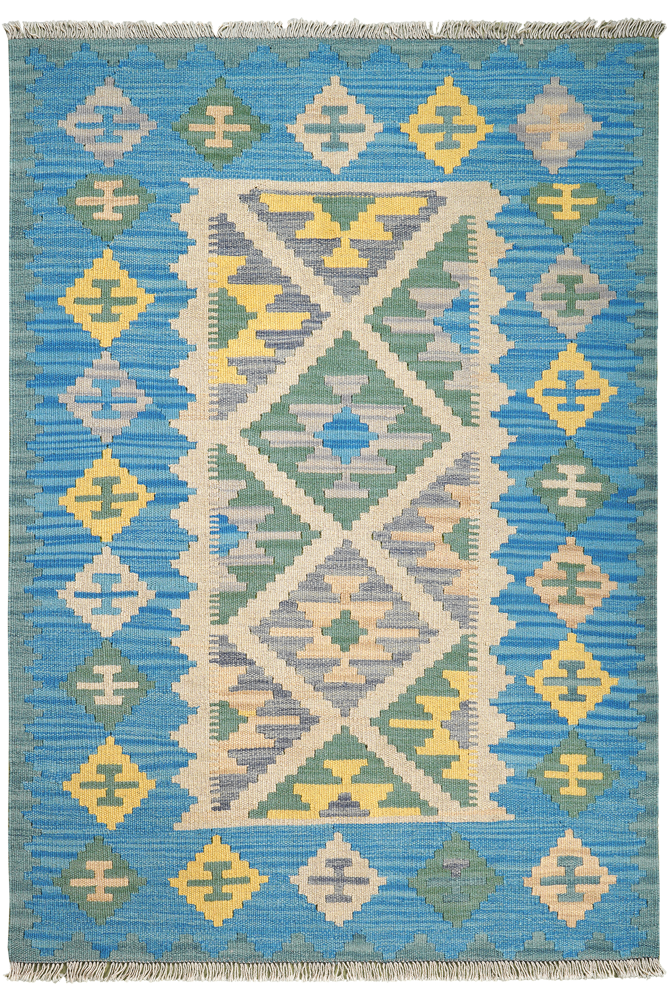 Kilim Gashgai Teppich Wolle Blau 0