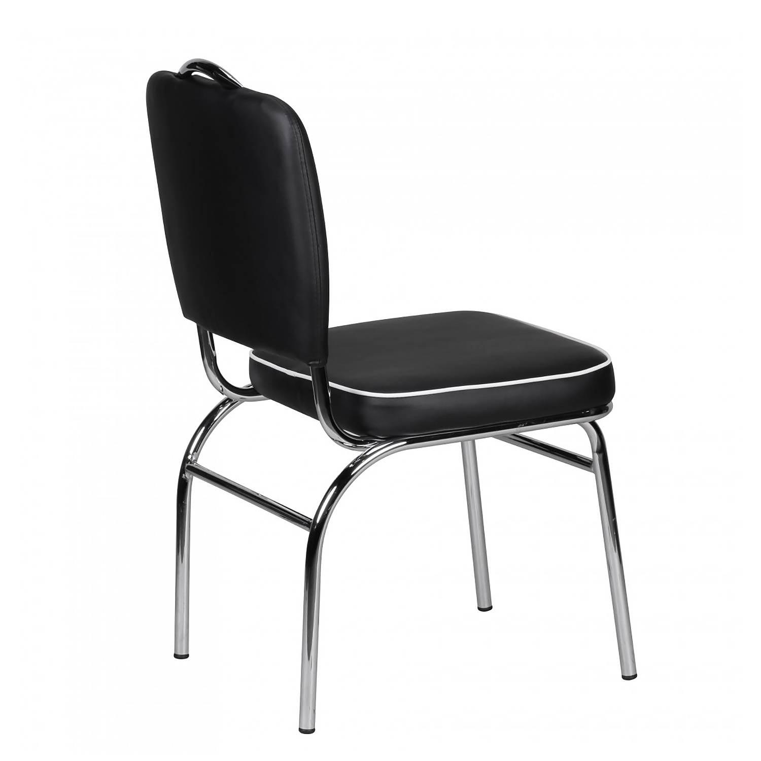 Esszimmerstuhl Eckero Kunstleder Metall Chrom Schwarz Weiß 2