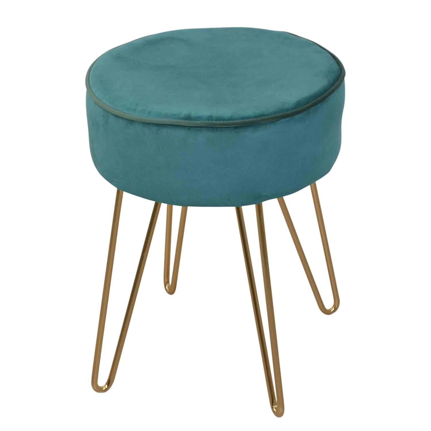 Tamare Polsterhocker Stahl Samt Dunkelgrün 1