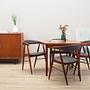 4x Vintage Chair Teak Wood Leather Gray 1960s 12