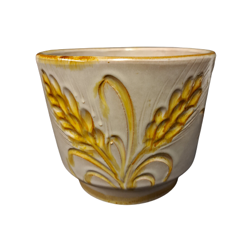 Vintage Blumentopf Keramik Weiß Gold 0
