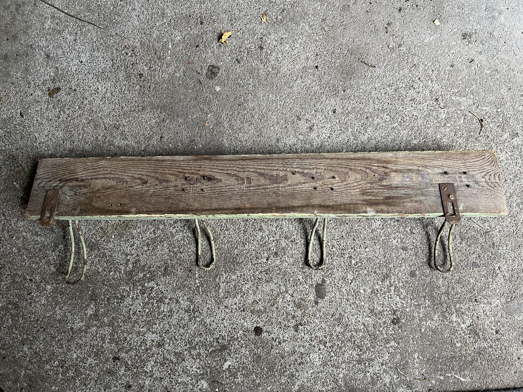 Vintage Wall Coat Rack Wood Green 3