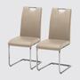2x Freischwinger mit Griff Kunstleder Beige  0