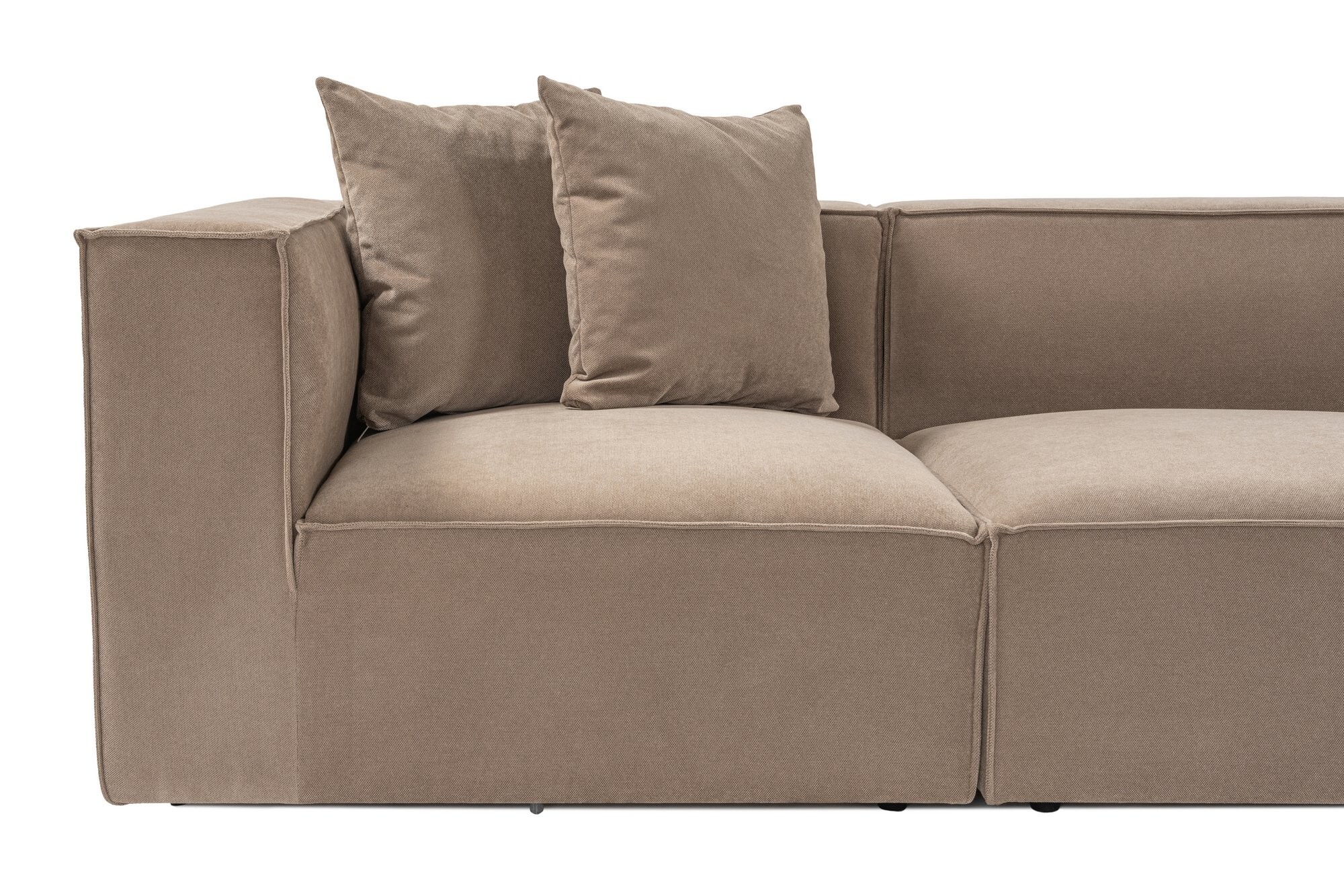 Sofa Récamiere Rechts Leinen Holz Cappuccino 6