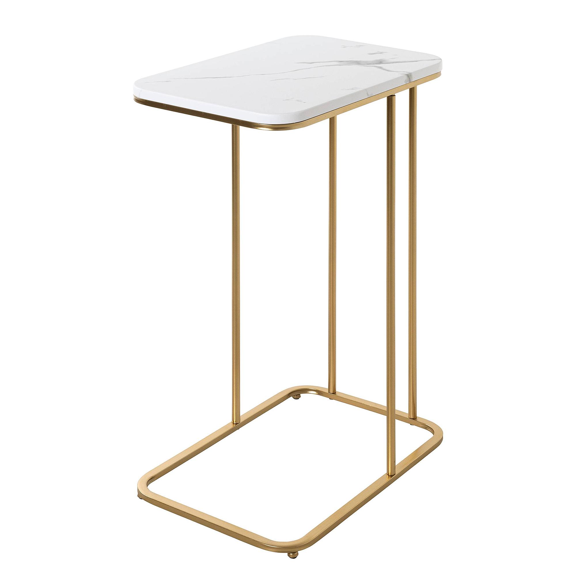 Albufeira Beistelltisch Marmor Weiß Gold 0