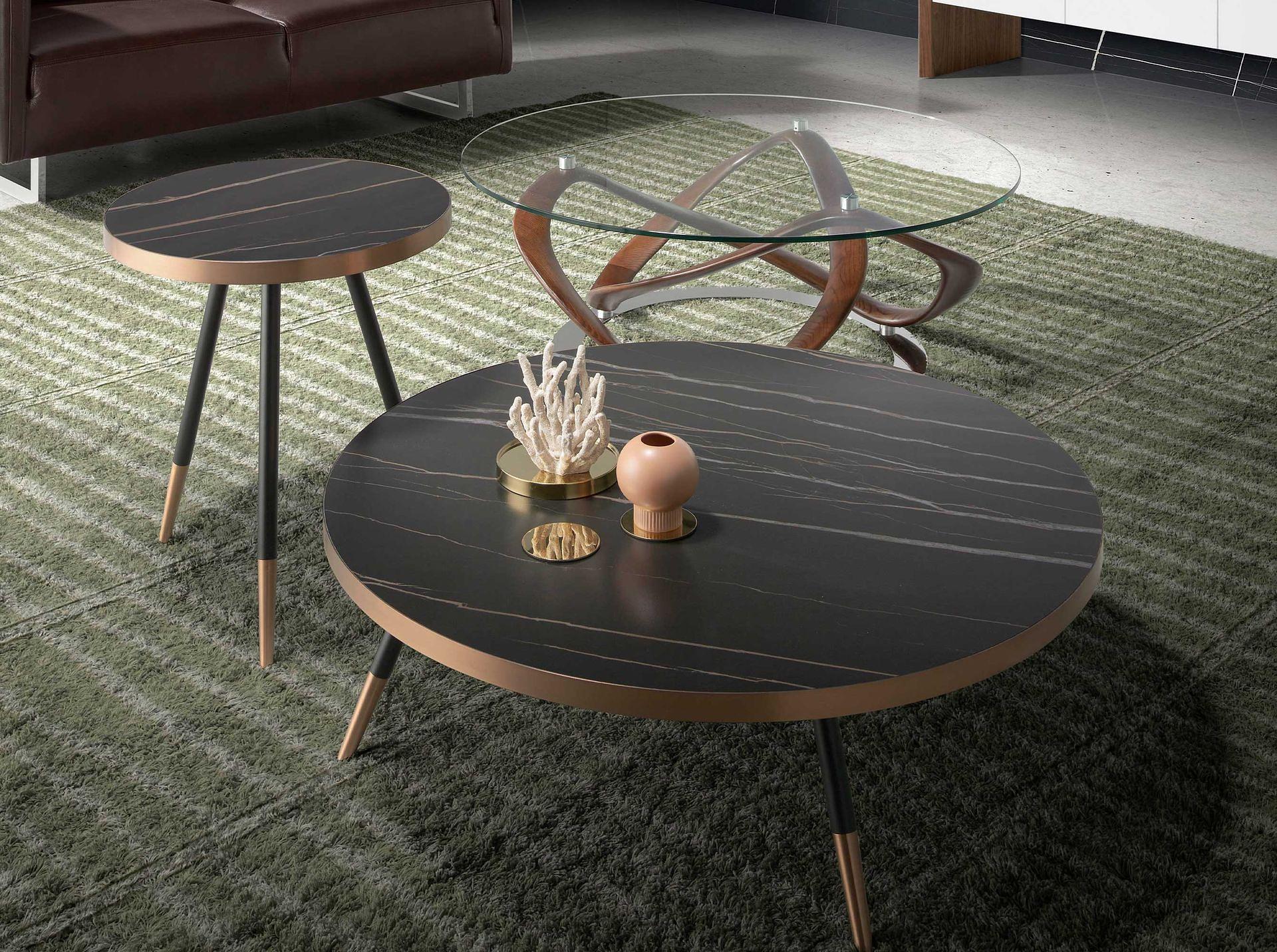 Round side table marble steel 5