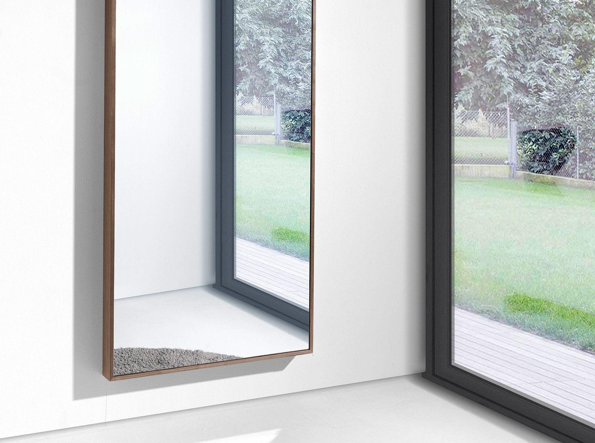 Rectangular wall mirror walnut 6