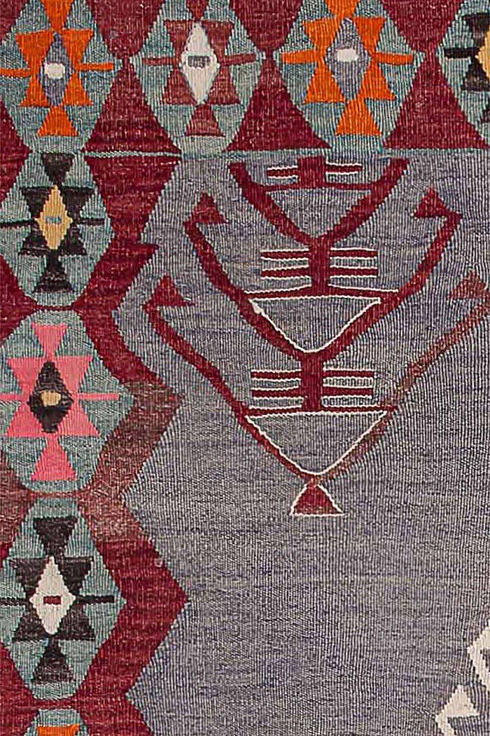 Vintage Kilim Teppich Wolle Mehrfarbig 1