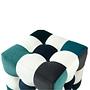 Patchwork Hocker Samt Weiß Blau 3