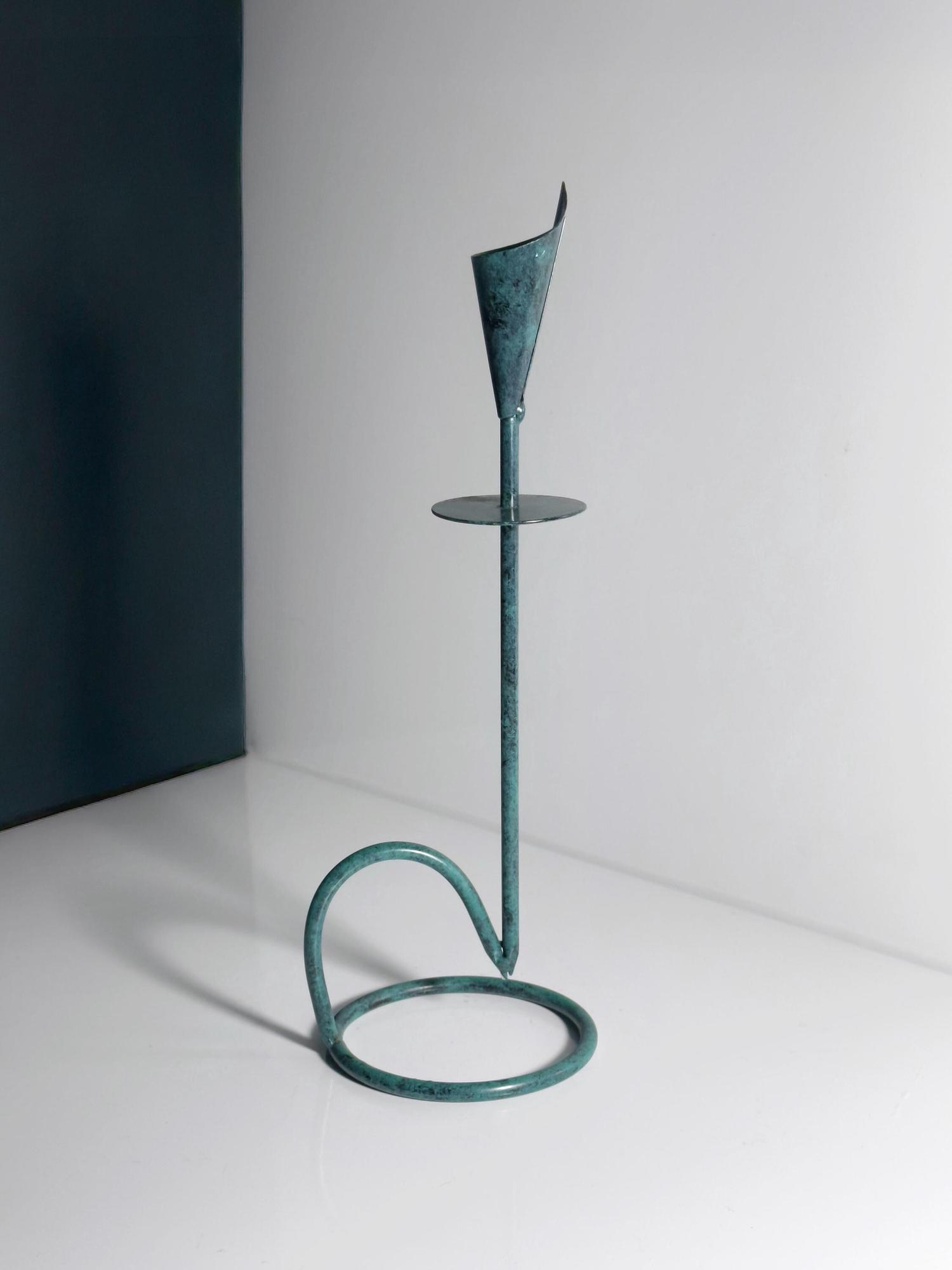 Vintage Candle Holder Metal Turquoise 90s 1