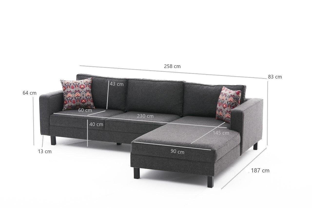 Kale Sofa Récamiere Rechts Anthrazit 6