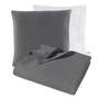 Kissen und Decken Set aus Waffelpiqué 100% Baumwolle Grau 0