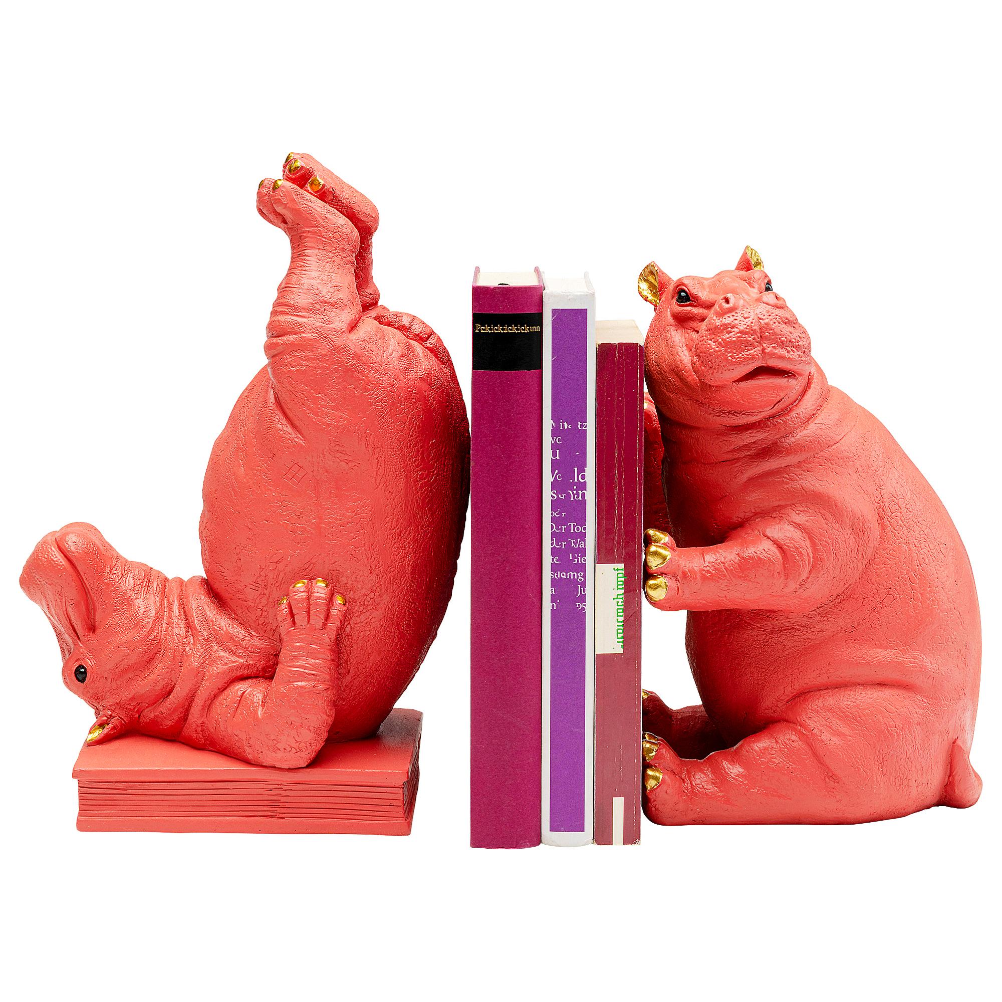 2x Hippo Buchstütze-Set Pink 19x26x14cm 0