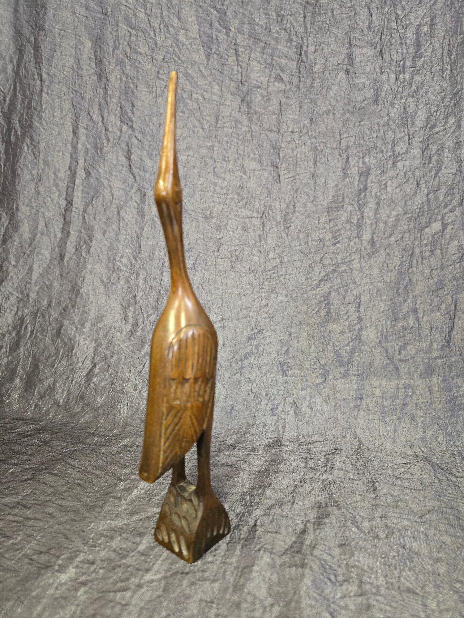 Vintage Reiherfigur Holz Natur 2