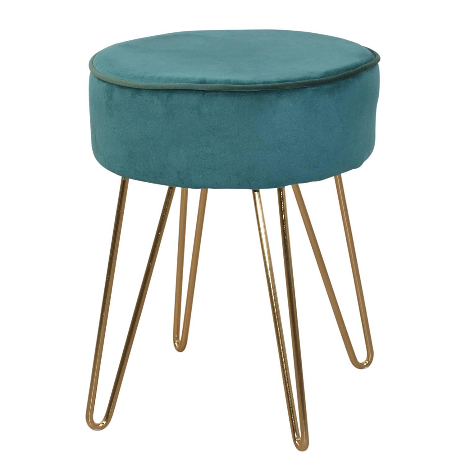 Tamare Polsterhocker Stahl Samt Dunkelgrün 0