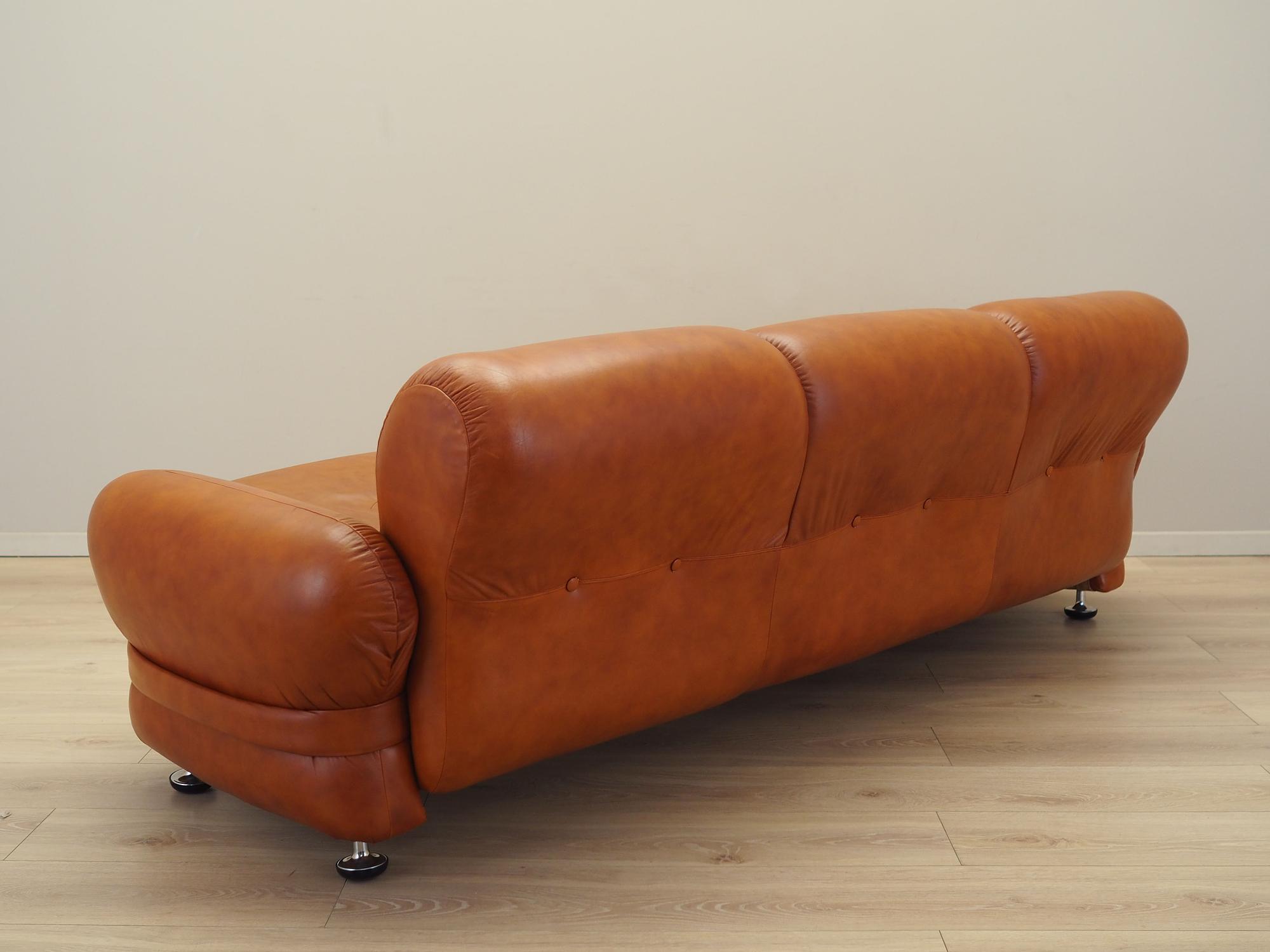 Sofa Leather Red 1970s 4