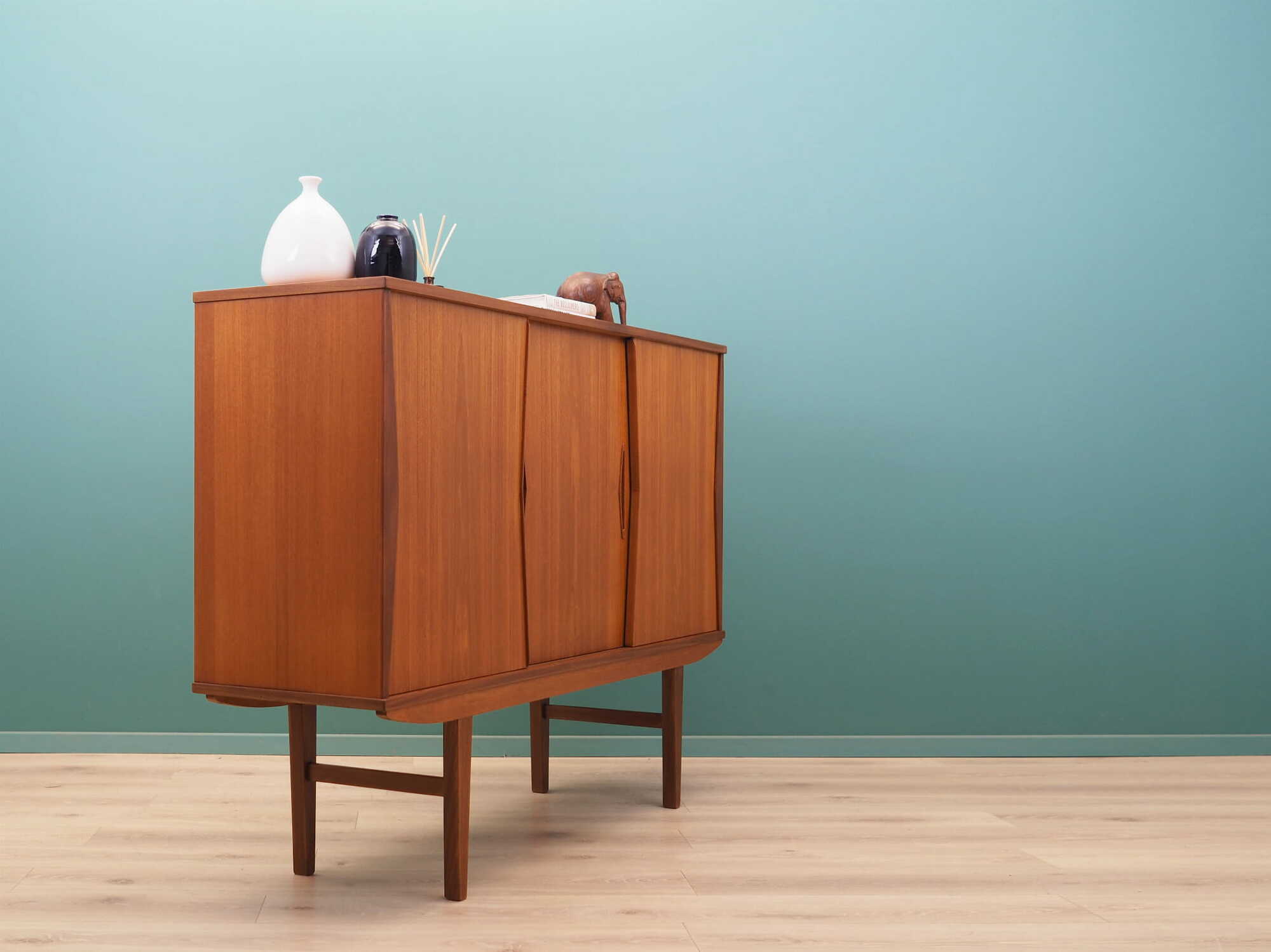 Vintage Highboard Teakholz Braun 1960er Jahre 6