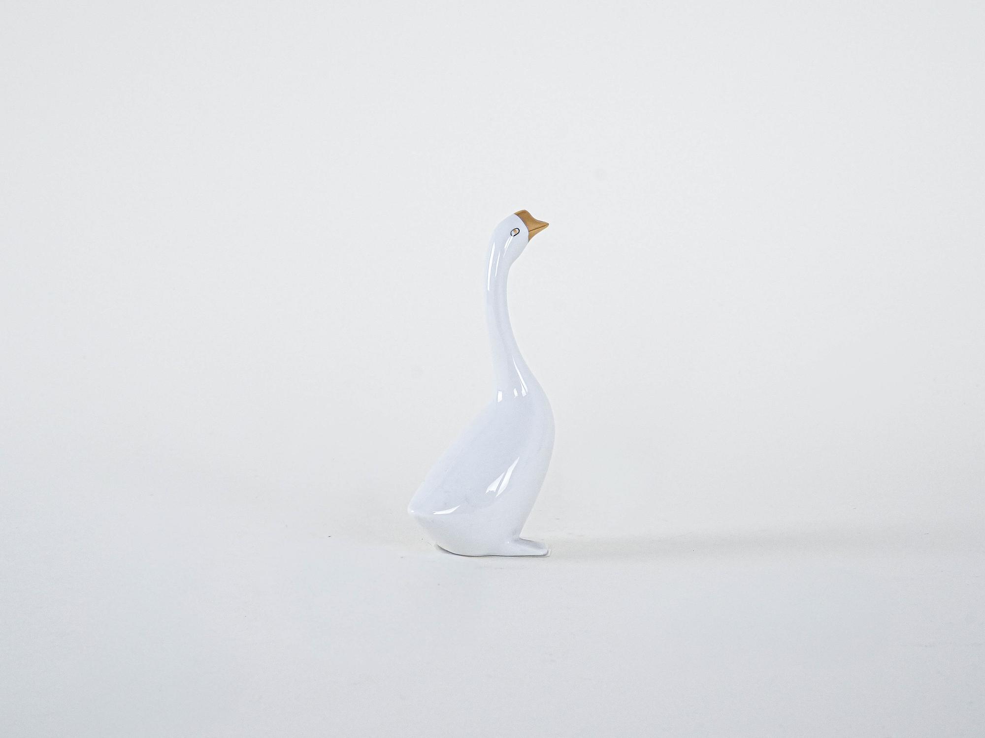 Porzellan-Gänsefigur Weiß 1960er Jahre 3