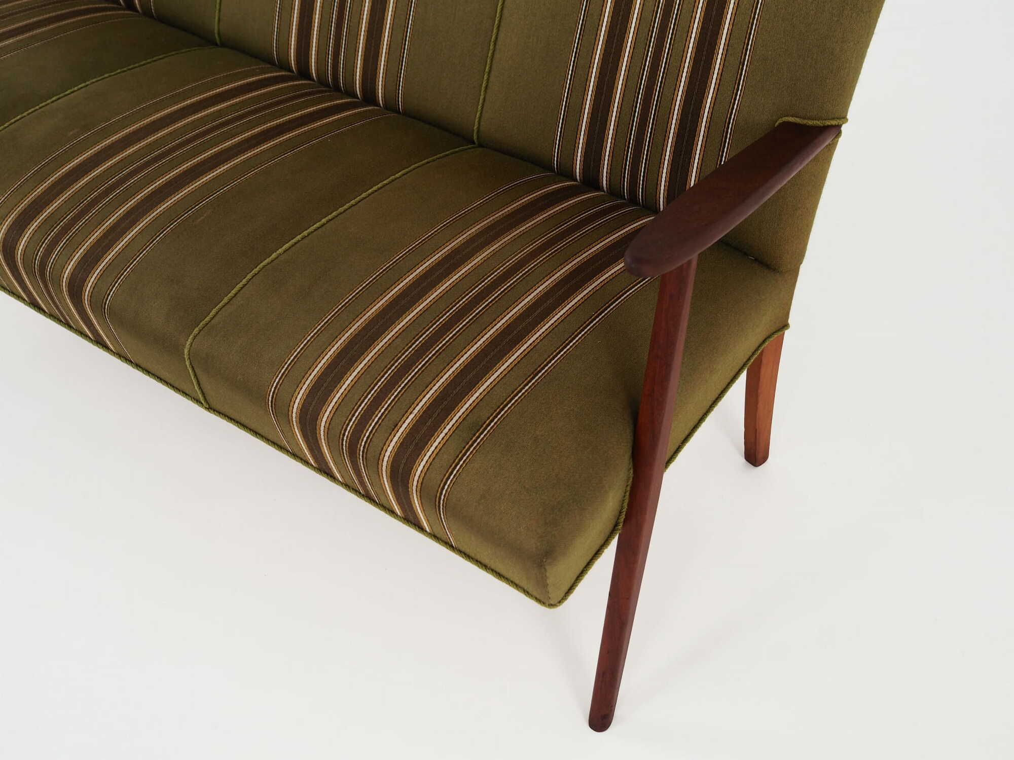 Vintage Sofa Teakholz Textil Grün 1960er Jahre  8
