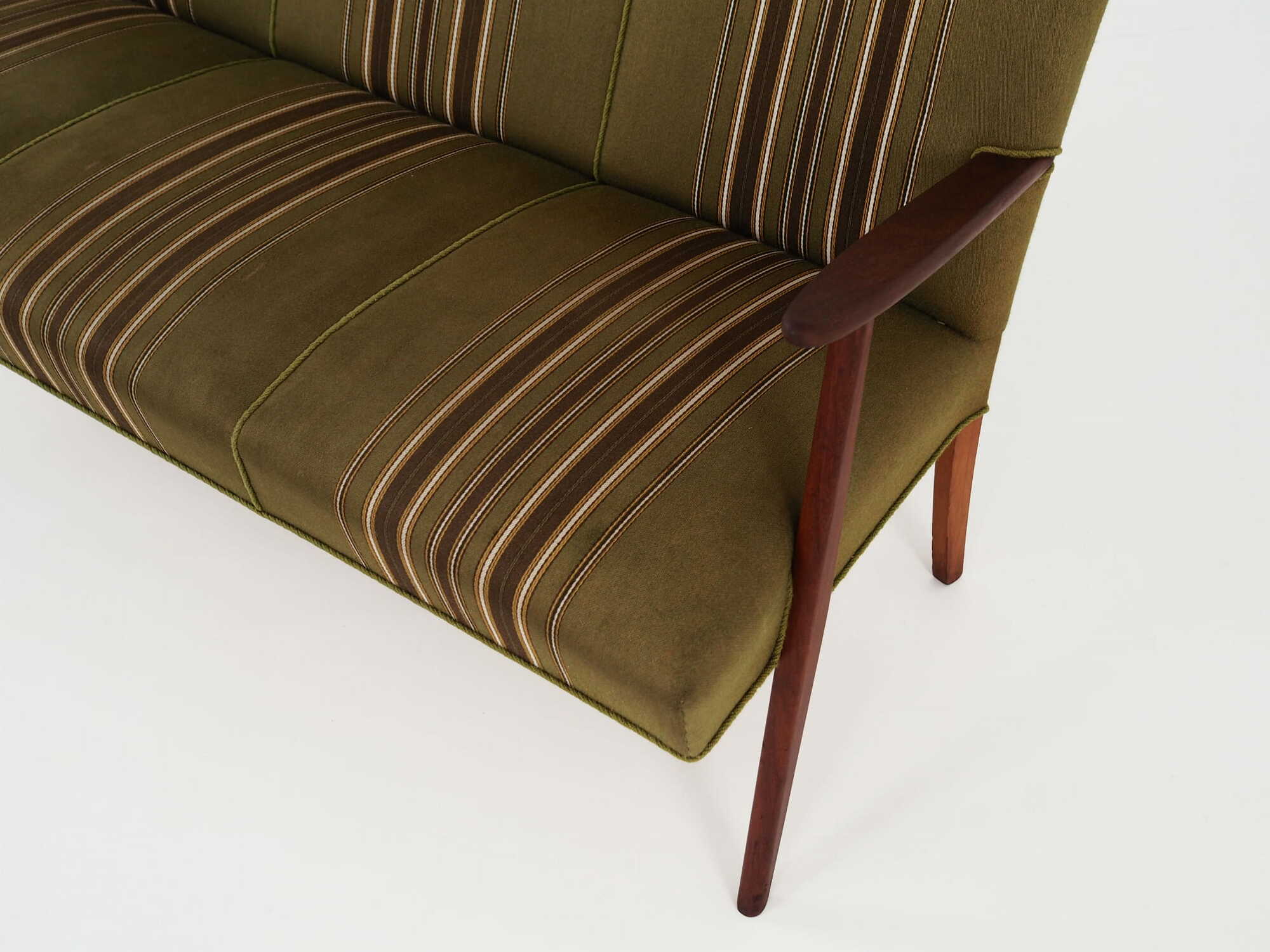 Vintage Sofa Teak wood Textile Green 1960s 8