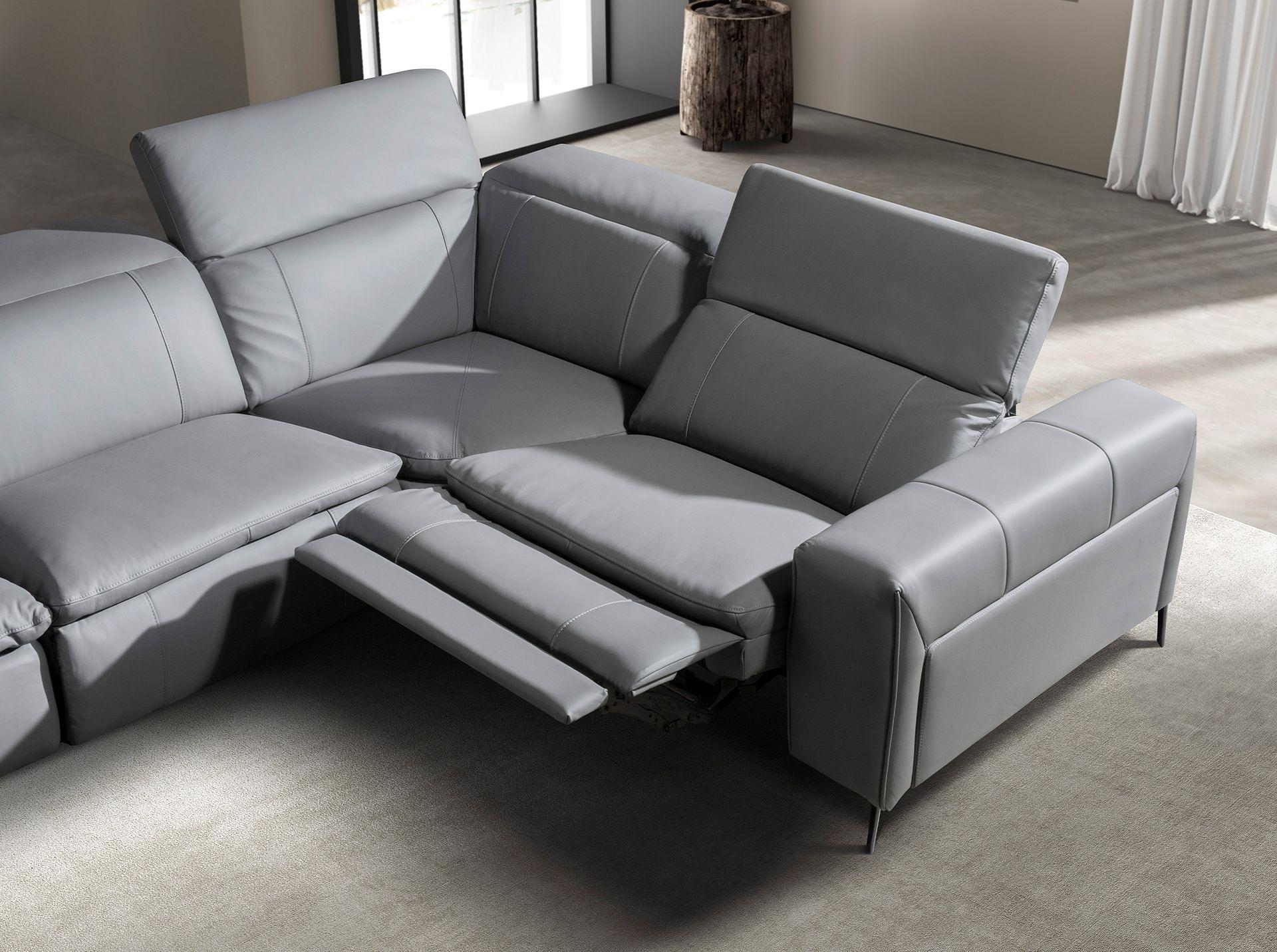 Sofa Récamiere Links Leder Grau 4
