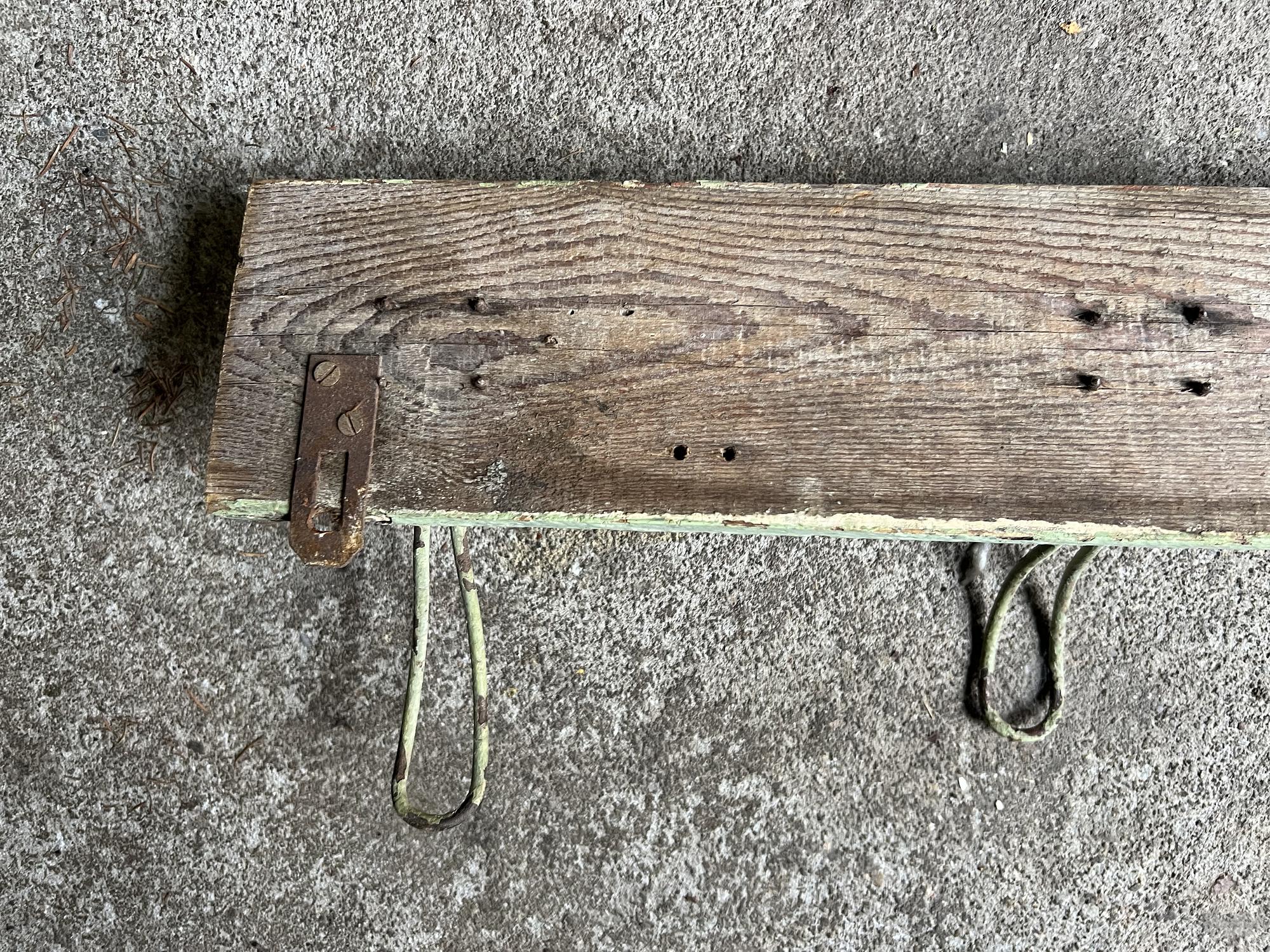 Vintage Wall Coat Rack Wood Green 4