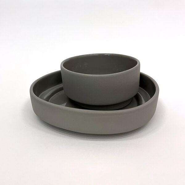 Set di stoviglie 5 persone ceramica grigio chiaro 4