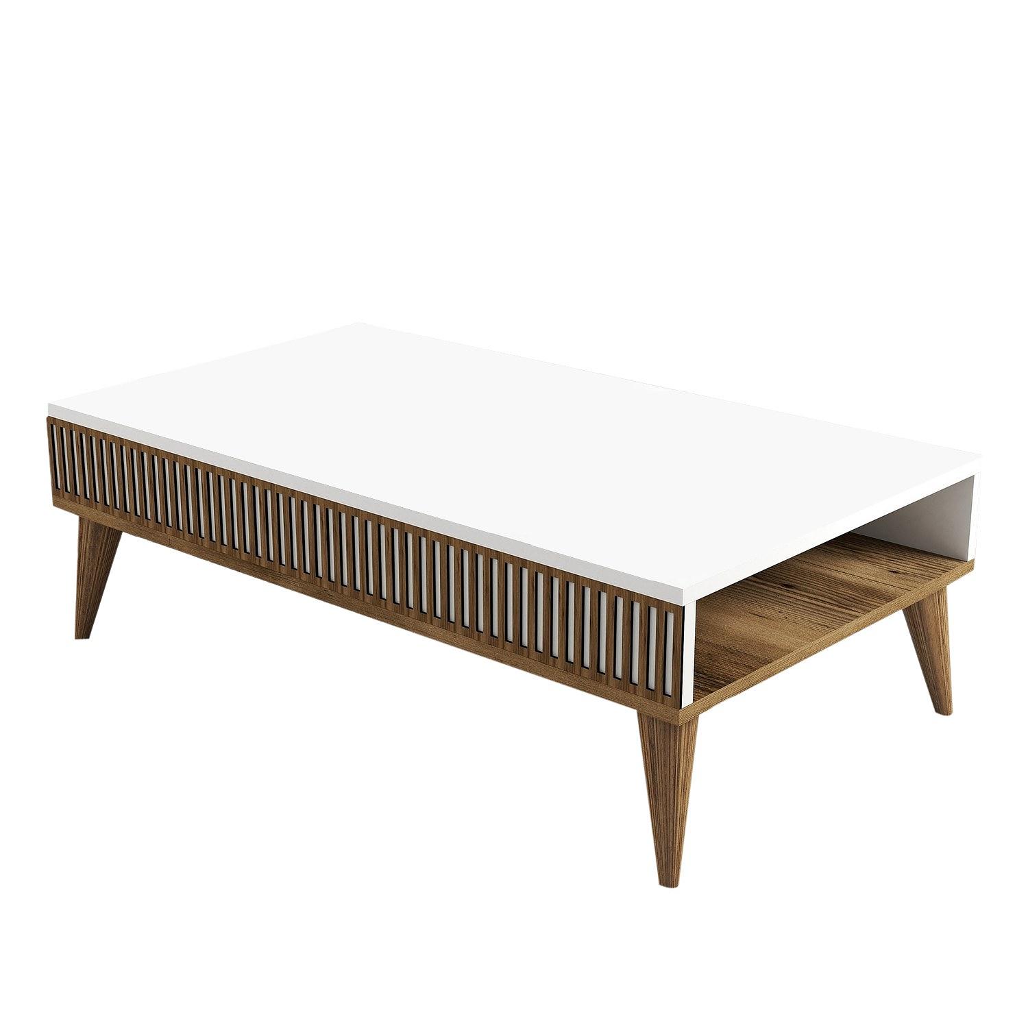Milan Coffee table walnut brown white 3