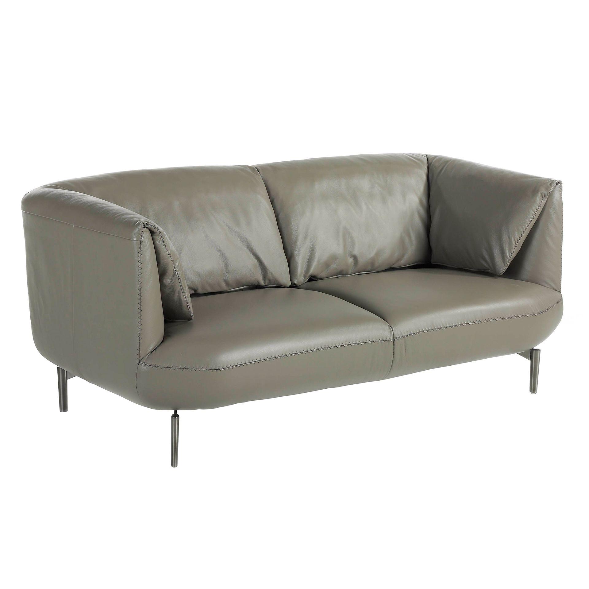 2-seater sofa Leather Grey 0