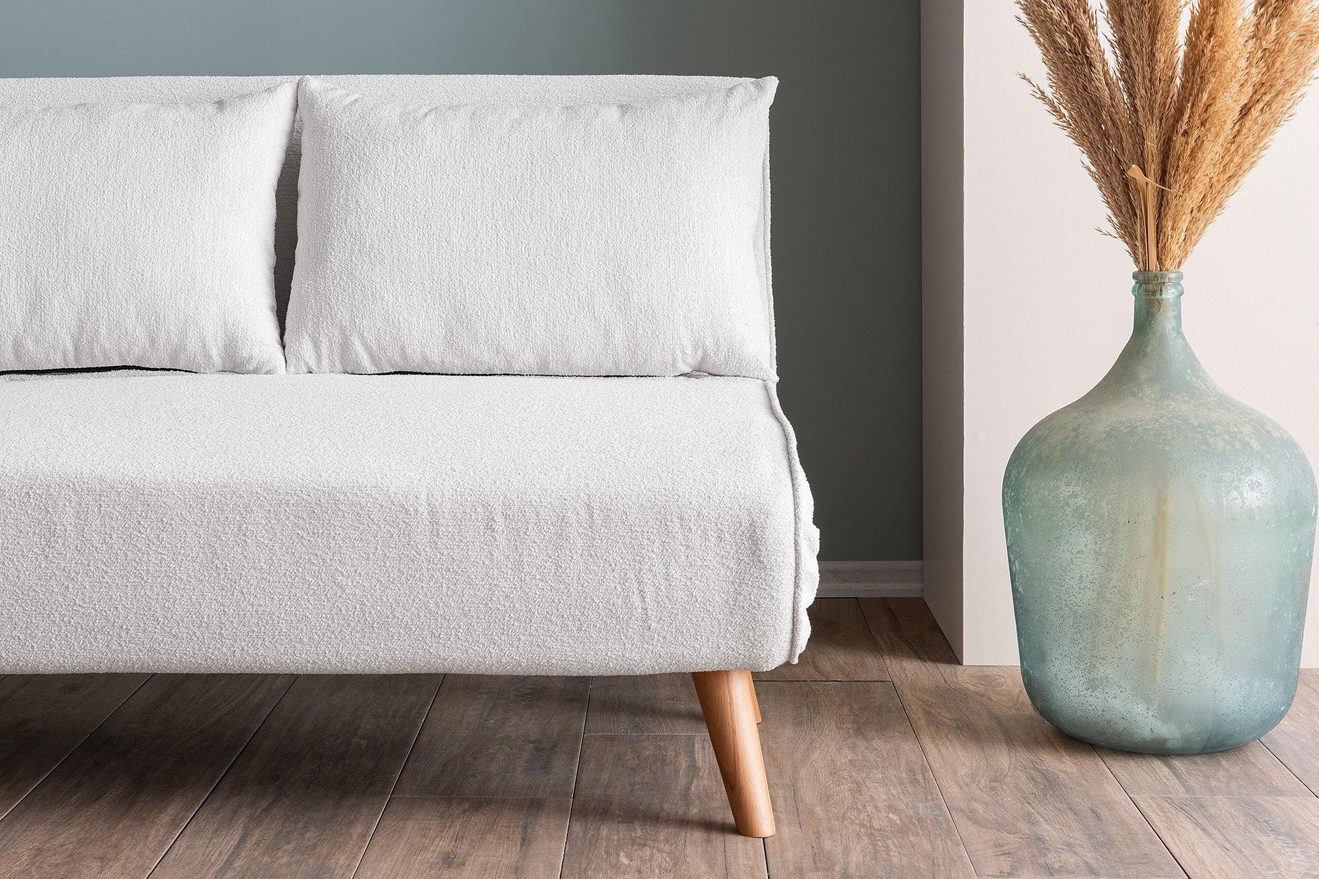 Foldable Sofa Bed 2-Seater White 8