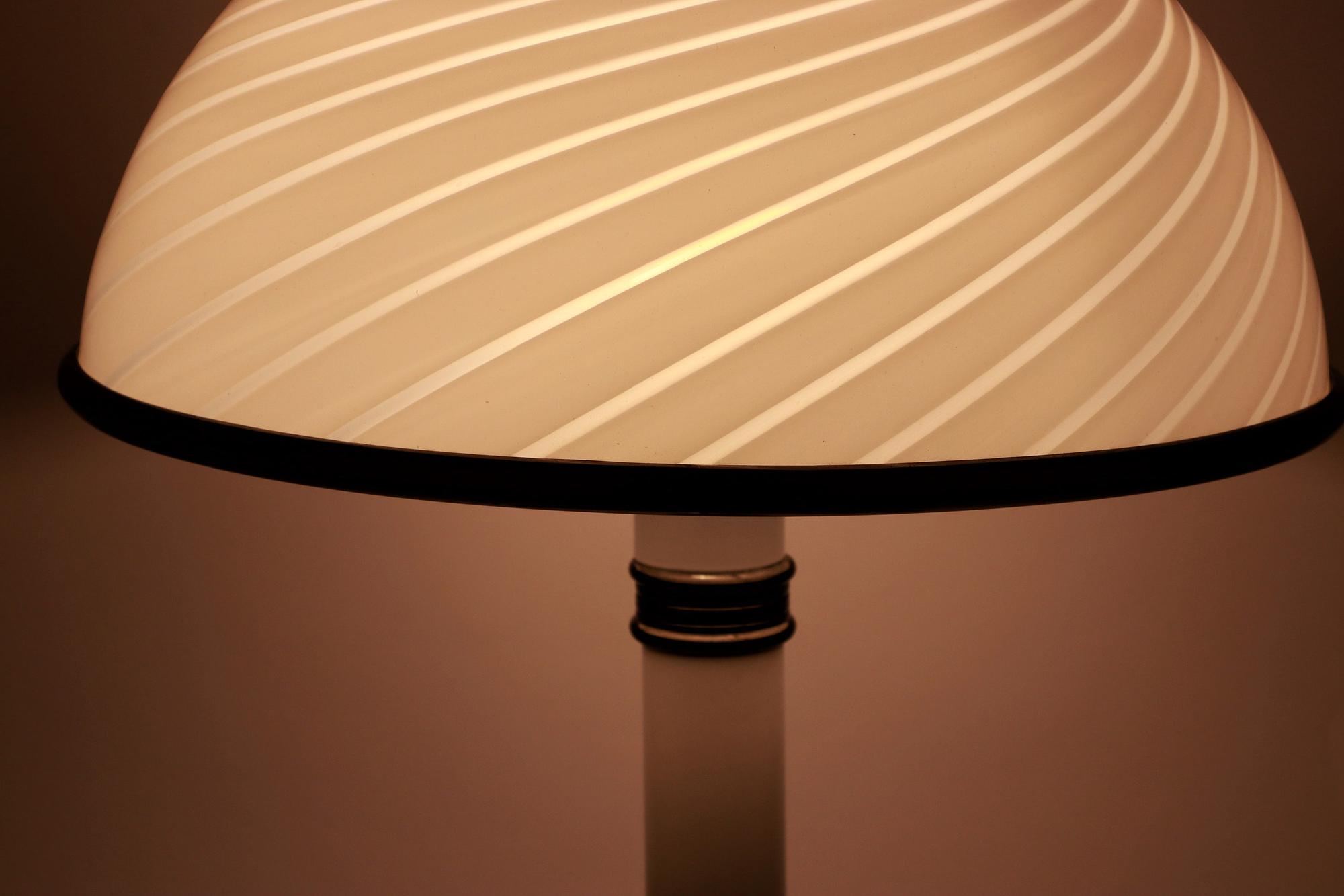 Vintage Pilz Tischlampe Muranoglas 1980er Jahre 5