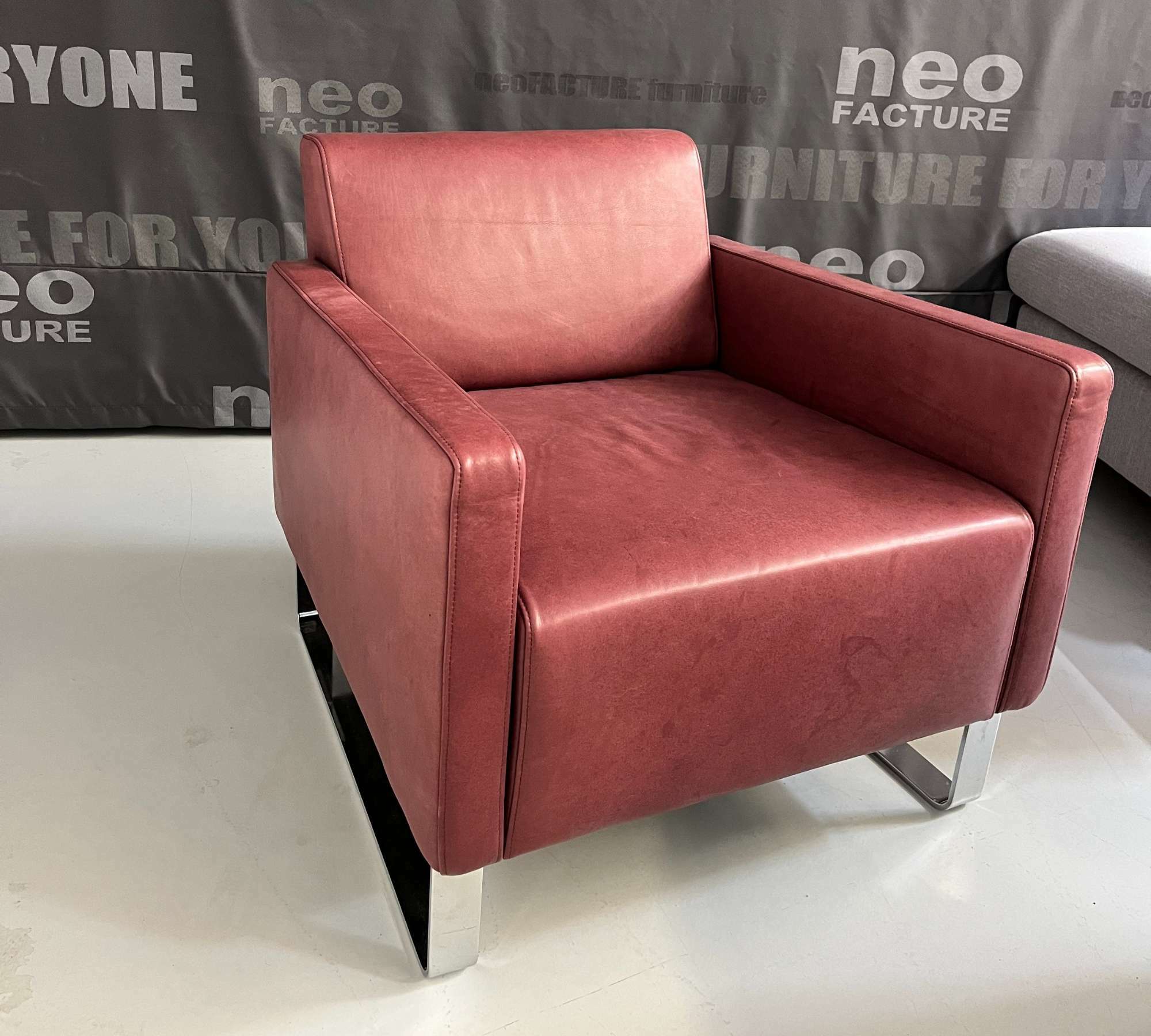 Single Sessel Leder Rot 1